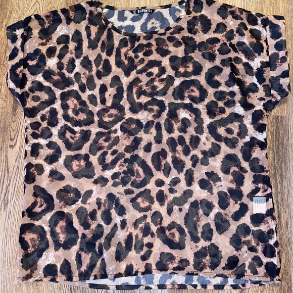 SHEIN Cheetah see-through/mesh shirt - Picture 1 of 3